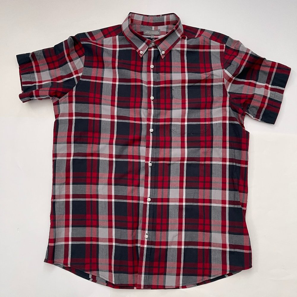 Denver Hayes Mens Classic Fit Red Plaid Shirt